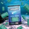 Cannabrix Ocean Waves cannabis gummies floating underwater with ocean-themed packaging and 400mg THC label.