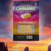 Cannabrix Sunburst cannabis gummies package against a scenic sunset landscape.