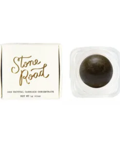 Stone Road cannabis concentrate packaging and jar, 1g. 100% natural.