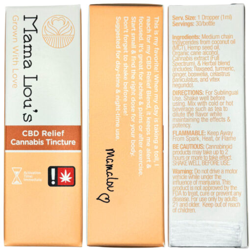 CBD Relief Cannabis Tincture (30ml) | Mama Lou’s