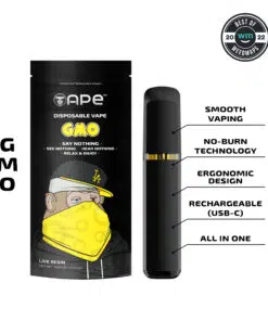 GMO disposable vape by Ape with sleek design and no-burn technology, awarded Best of Weedmaps 2022.