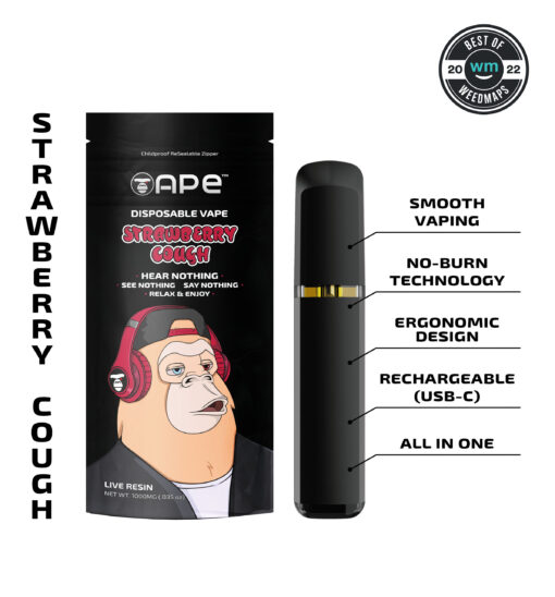 Strawberry Cough - 1g Live Resin Disposable Vape | APE