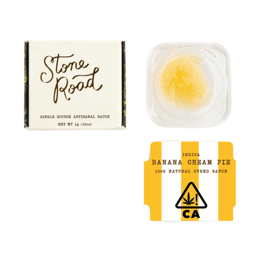 Stone Road Banana Cream Pie indica sauce, 1g package, single source artisanal cannabis concentrate.