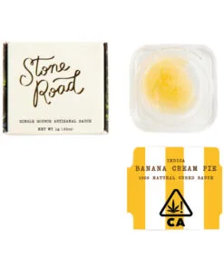 Stone Road Banana Cream Pie indica sauce, 1g package, single source artisanal cannabis concentrate.