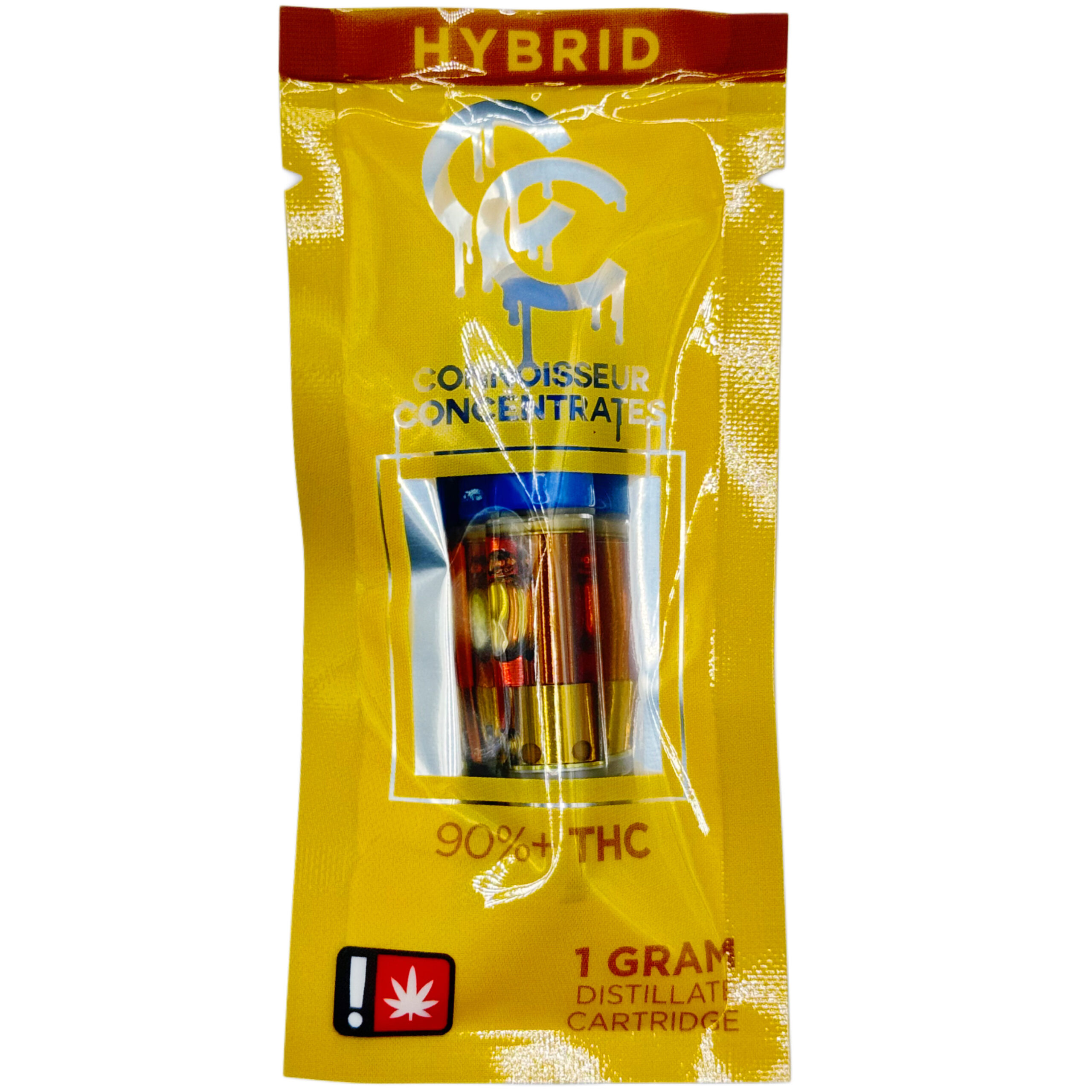 Banana Strawberry - 1g Distillate Cartridge | Connoisseur Concentrates 1 Hybrid cannabis distillate cartridge packaging, 90% THC, 1 gram, Connoisseur Concentrates.