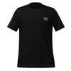 Black t-shirt with small logo on the chest.