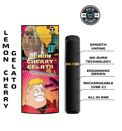 Lemon Cherry Gelato - 1g Disposable Vape | APE 1 Lemon Cherry Gelato disposable vape with smooth vaping, no-burn tech, ergonomic design, USB-C rechargeable.