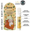 Tropicana Cookies vape cartridge by Ape featuring ceramic mouthpiece, stainless steel, and glass design.