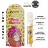 Pink Runtz vape cartridge packaging with ceramic and stainless steel parts, showing components and design details.