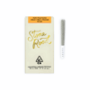 Packaging and joint of Stone Road's Butter Pecan Sundae, infused with hash and diamonds, cannabis pre-roll.