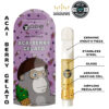 Acai Berry Gelato vape cartridge packaging, featuring a detailed breakdown of components including ceramic and stainless steel parts.