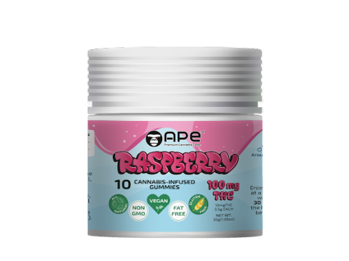 Raspberry - 100mg Gummies | APE 1 Raspberry - 100mg Gummies | APE