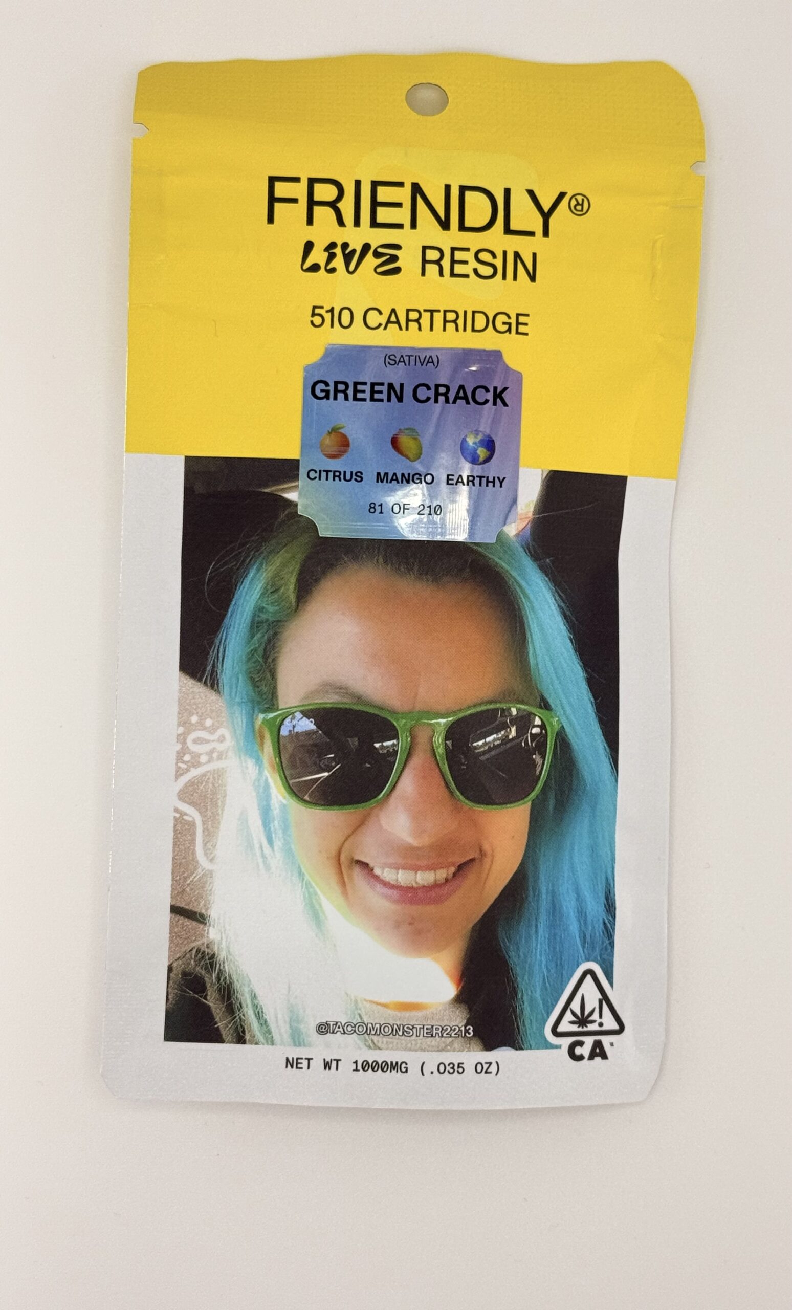 Green Crack – 1g Live Resin Cartridge | Friendly