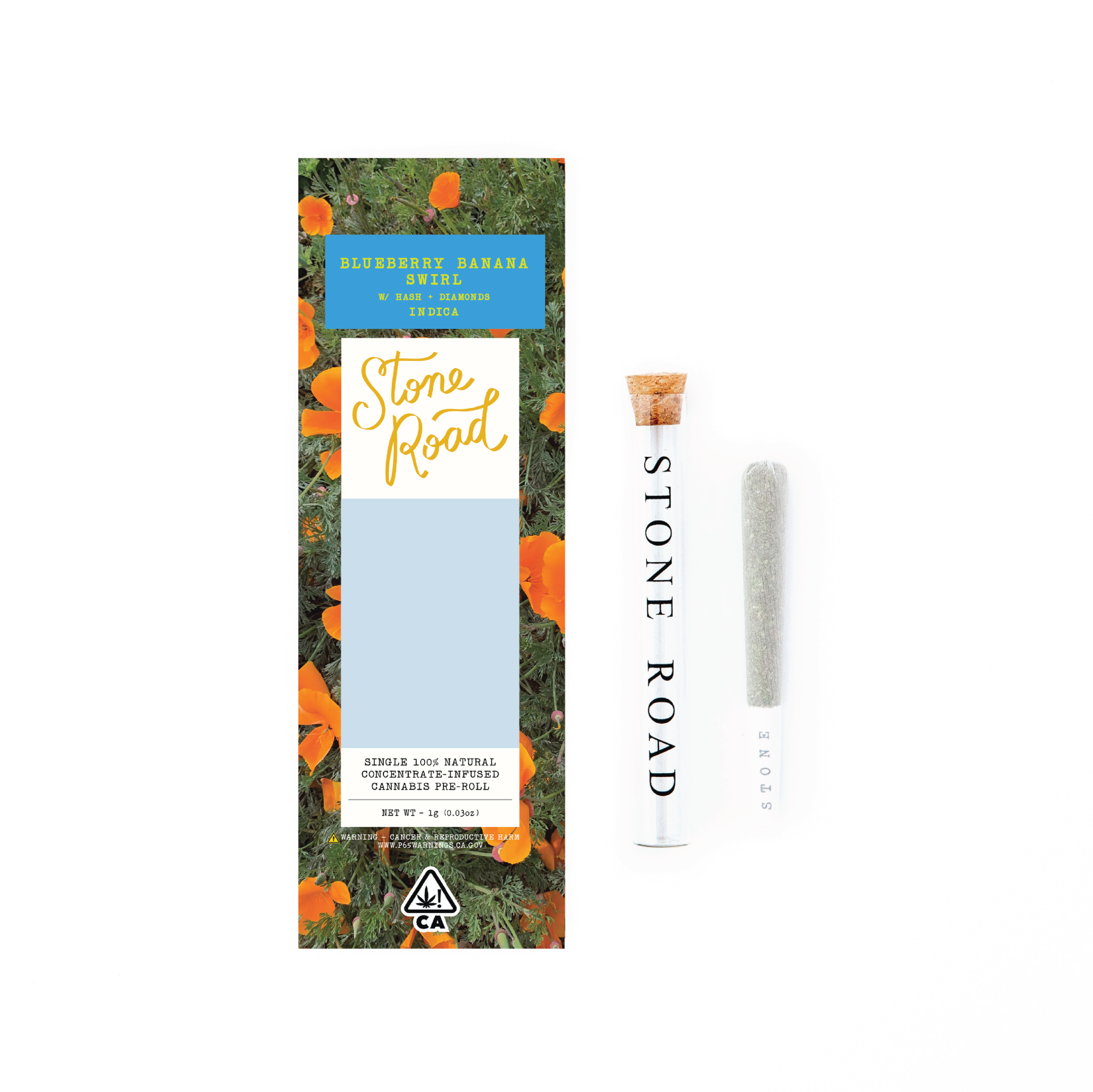 Blueberry Banana Swirl - 1g Infused Preroll | Stone Road 1 Blueberry Banana Swirl - 1g Infused Preroll | Stone Road
