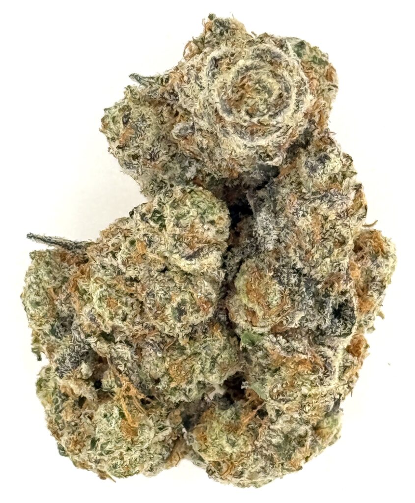 Close-up image of dense, frosty cannabis buds showcasing vibrant green and orange hues. Ideal for cannabis enthusiasts.