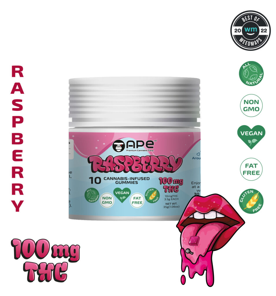 Raspberry - 100mg Gummies | APE