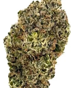 Close-up of a green cannabis bud showcasing textured trichomes and rich coloration, ideal for product display.