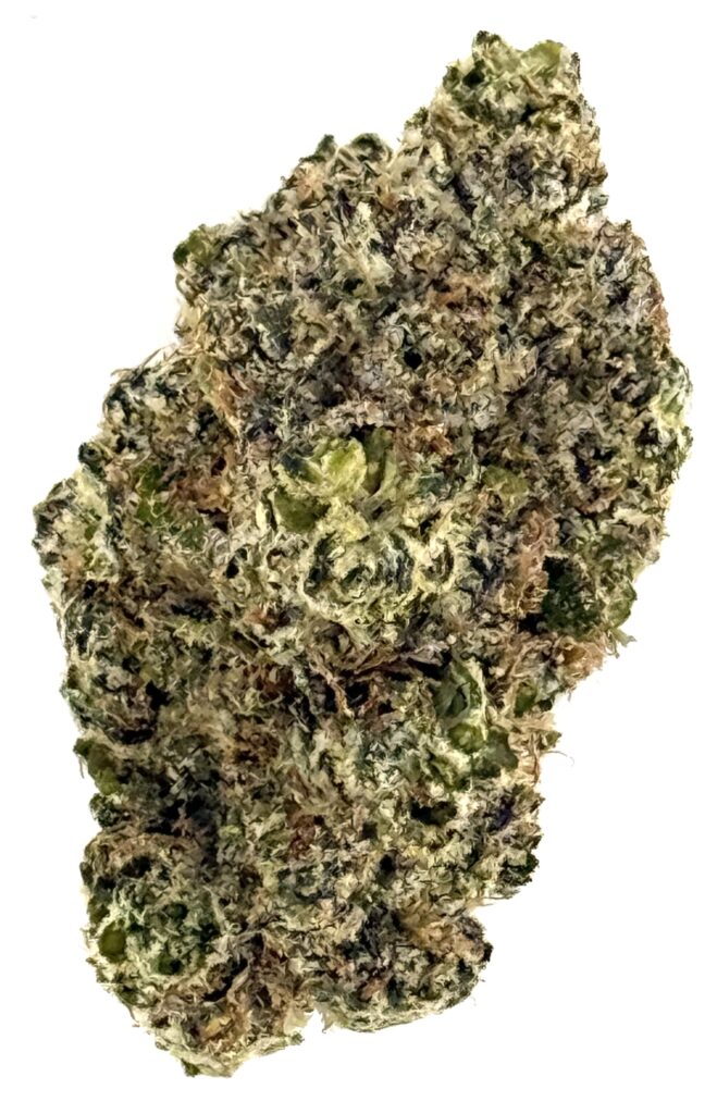 Close-up of a green cannabis bud showcasing textured trichomes and rich coloration, ideal for product display.