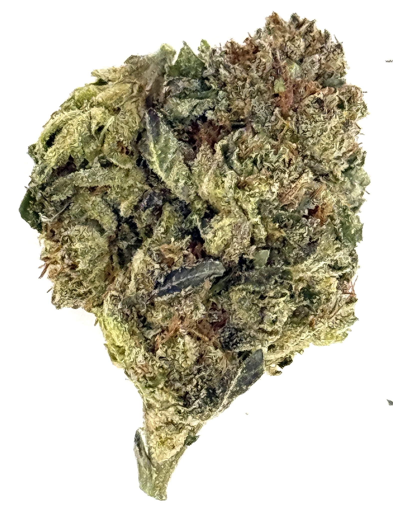 White Cherry Burst 1 Close-up of a dense cannabis bud showcasing vibrant green hues and frosty trichomes, ideal for recreational use.