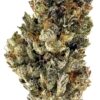 Close-up of a cannabis bud, showcasing its rich green colors and textured surface, highlighting its natural beauty.