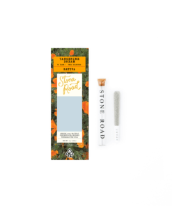 Stone Road's Tangerine Dream pre-roll, a sativa strain in eco-friendly packaging, perfect for uplifting experiences.