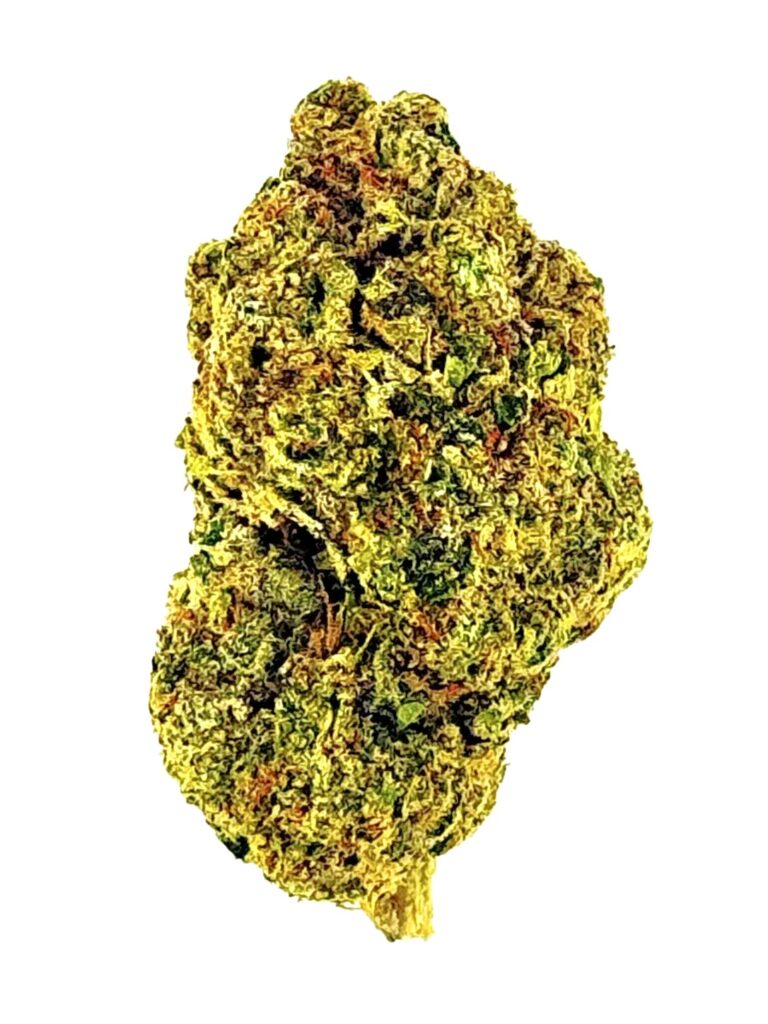 Close-up of a green cannabis bud showcasing its dense texture and vivid color, ideal for educational or product images.