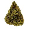 Close-up of a cannabis bud showcasing dense, green foliage and rich texture against a white background. Perfect for herbal use.