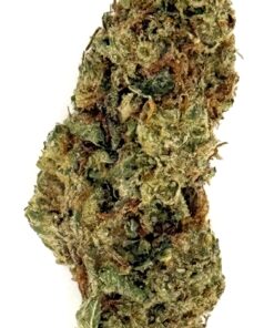 Close-up of high-quality cannabis bud with rich green hues and visible trichomes, ideal for medicinal or recreational use.