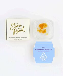 Natural cannabis concentrate with Blueberry Biscotti label, showcasing high-quality, flavorful indica product. Safe for use.