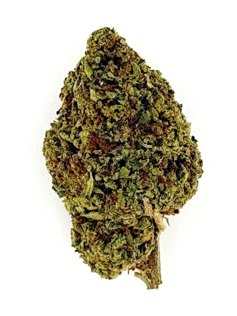 Close-up of a cannabis bud showcasing vibrant green colors and dense texture, perfect for strain identification.