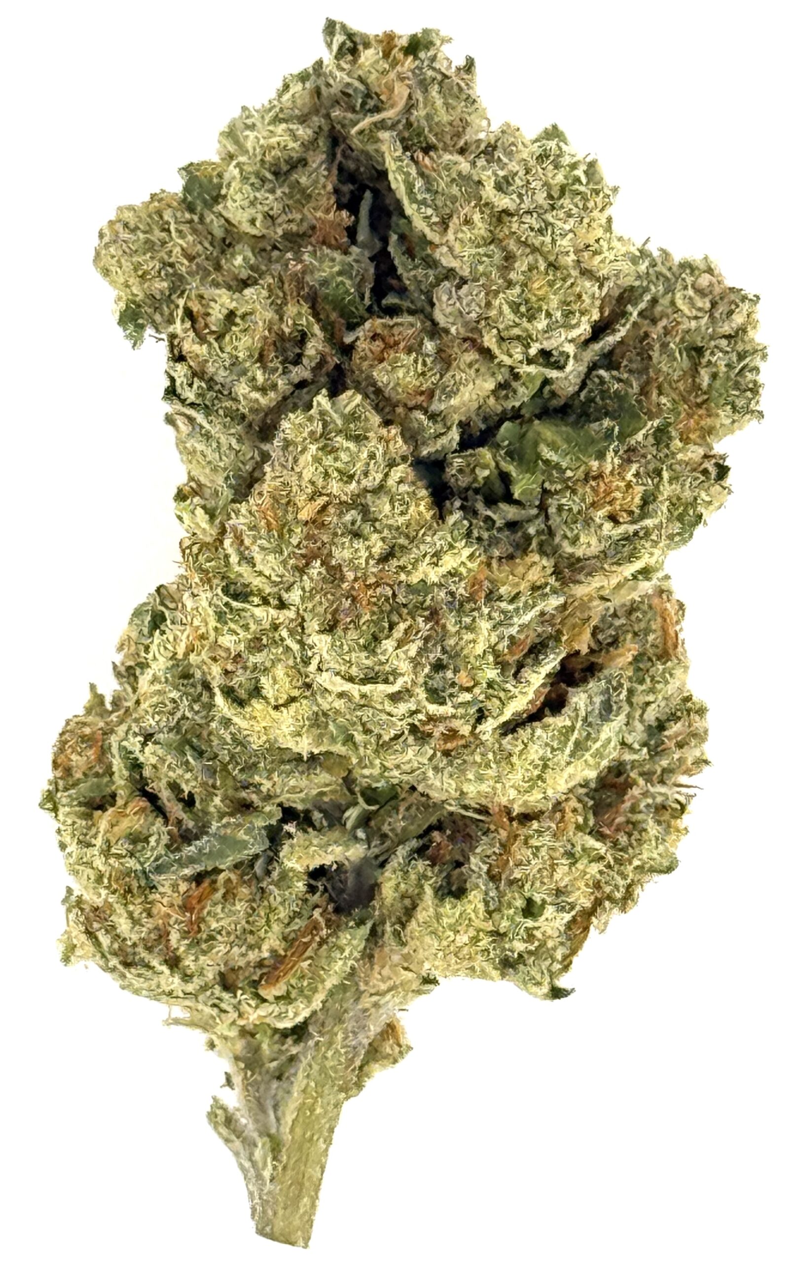 Giraffe Puzzy 1 Close-up of a dense cannabis bud showcasing its vibrant green color and trichome crystals, ideal for medicinal and recreational use.