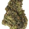 Close-up of a dense cannabis bud showcasing its vibrant green hues and rich trichomes, ideal for cannabis enthusiasts.