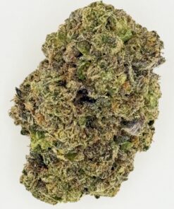 Close-up of a green cannabis bud, showcasing trichomes and rich texture, perfect for herbal enthusiasts and medicinal use.
