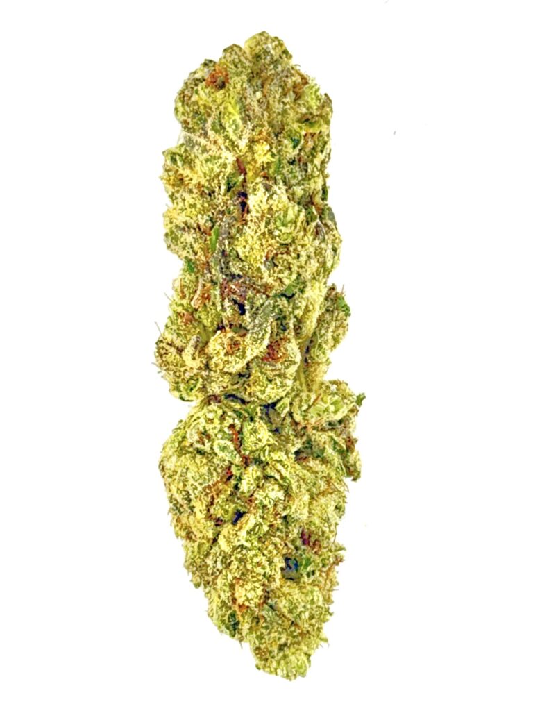 Close-up of a vibrant green cannabis bud showcasing rich trichomes and textures, ideal for cannabis enthusiasts.