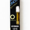 Hybrid cannabis oil cartridge 1.0 g in sleek black packaging, featuring gold accents and logo on a white background.
