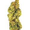 Close-up of a vibrant cannabis bud, showcasing its rich green and orange hues, perfect for cannabis enthusiasts.