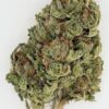 Close-up of a cannabis flower showing dense, green buds with orange pistils on a white background. Ideal for educational use.