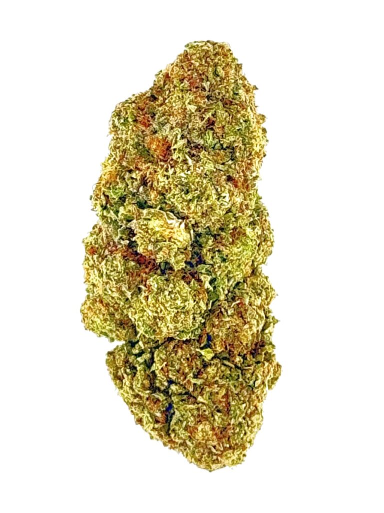 Close-up of high-quality cannabis bud showcasing vibrant green and orange hues, ideal for connoisseurs and enthusiasts.